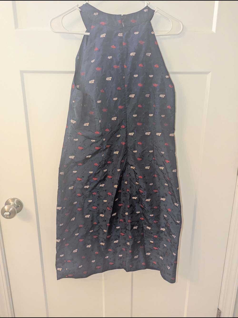 Banana Republic Navy Dress with Pink & Cream Floral Embroidery - Picture 6 of 7